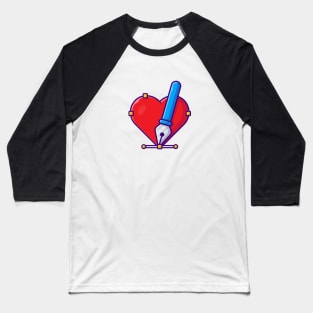 Love With Pen Tool Cartoon Vector Icon Illustration Baseball T-Shirt